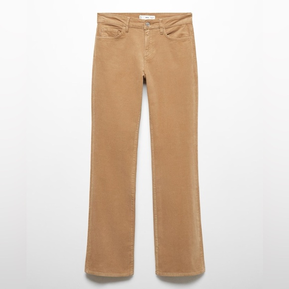 MANGO - Women’s Mid-Rise Corduroy Flared Trousers/ Pants - Tan - Size 1 - Picture 7 of 7
